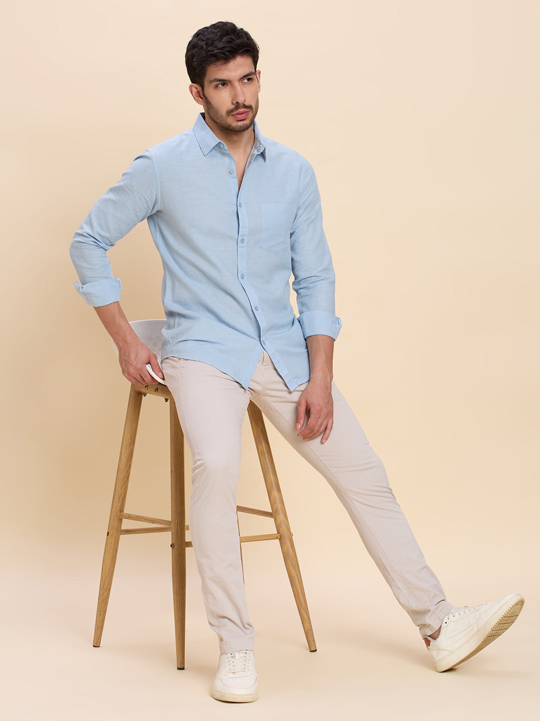 Light Blue Linen Shirt for Men