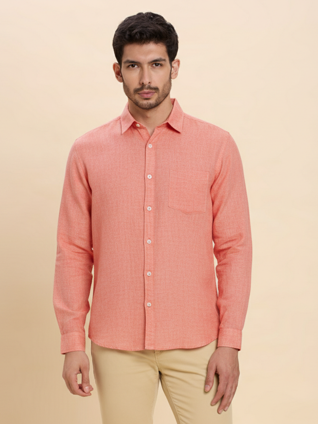 Light Red Linen Shirt for Men | Breathable & Lightweight Summer Wear