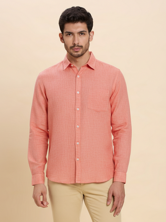 Light Red Linen Shirt for Men
