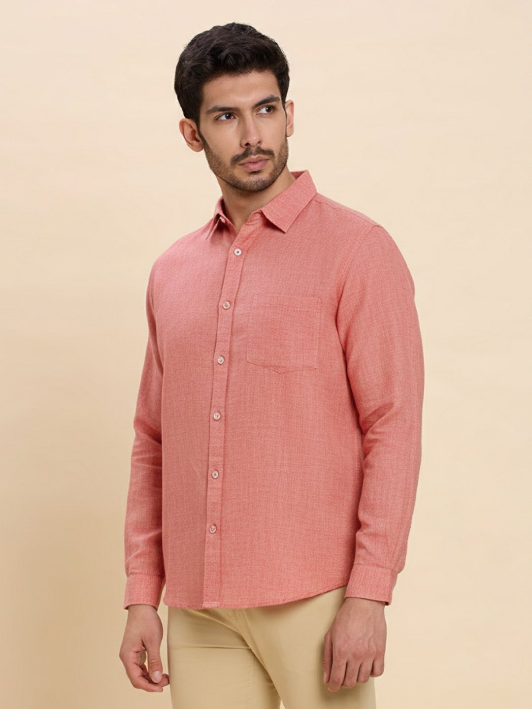 Light Red Linen Shirt for Men | Breathable & Lightweight Summer Wear