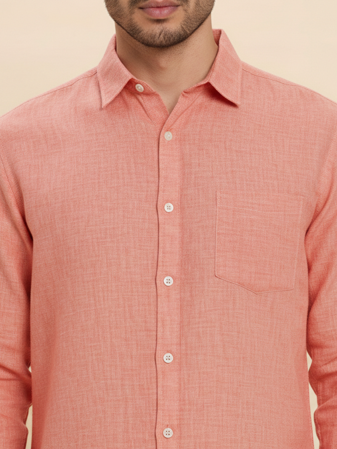 Light Red Linen Shirt for Men | Breathable & Lightweight Summer Wear