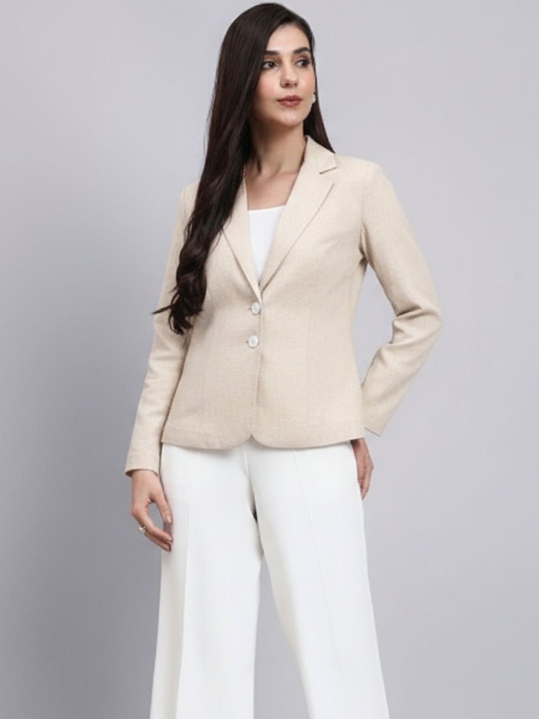 Light Beige Linen Blazer for Women | Breathable All-Occasion Tailoring