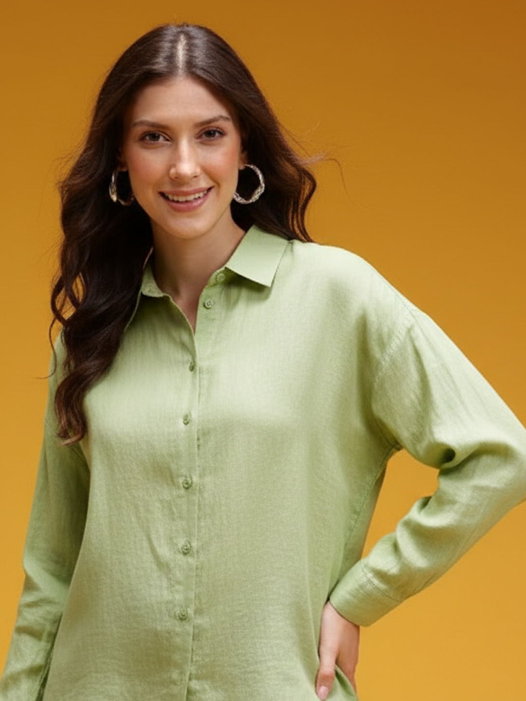 Light Green Linen Shirt for Women | Breathable & Lightweight Everyday Wear