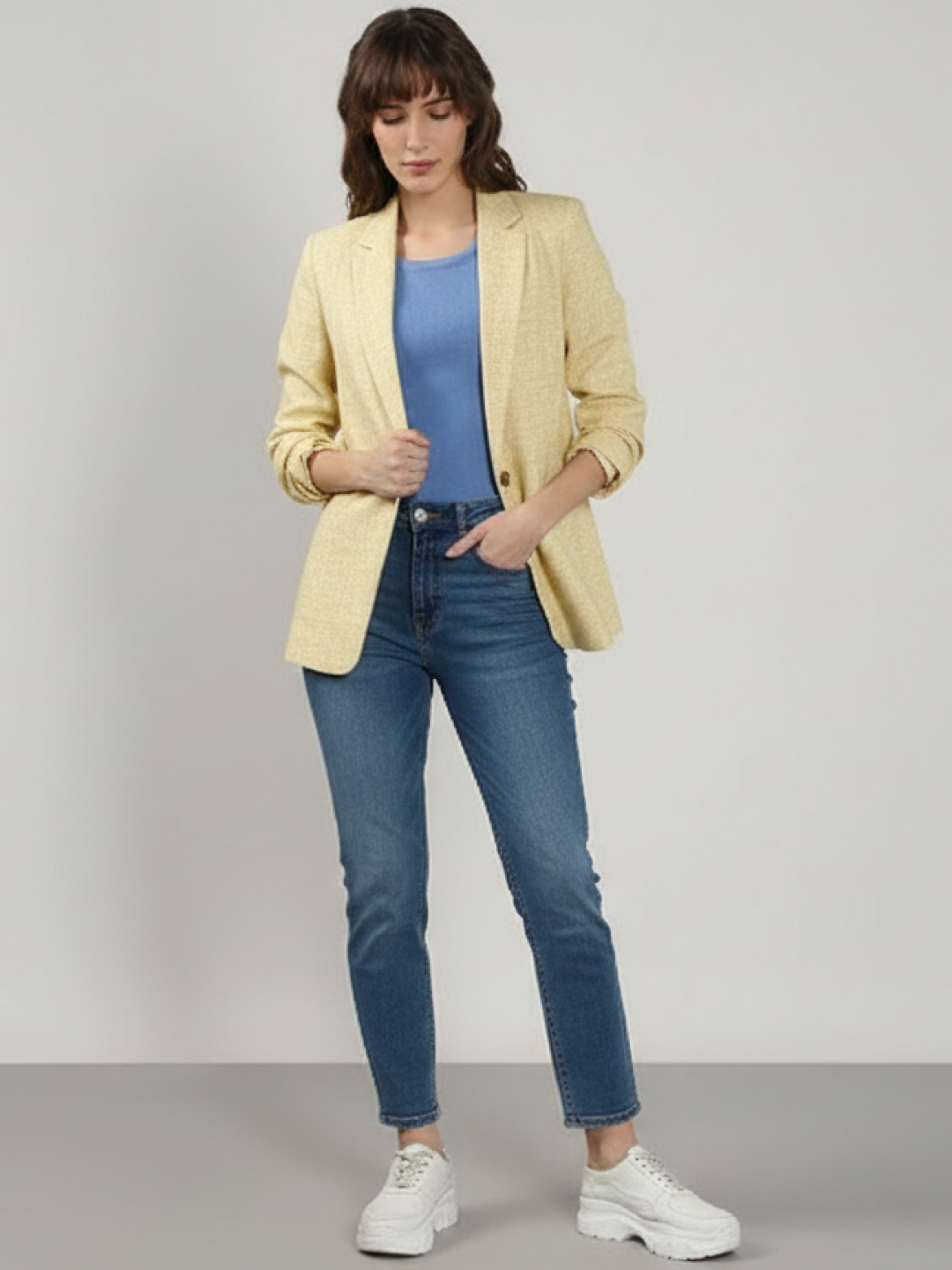 Light Yellow Linen Blazer for Women | Breathable All-Occasion Blazer