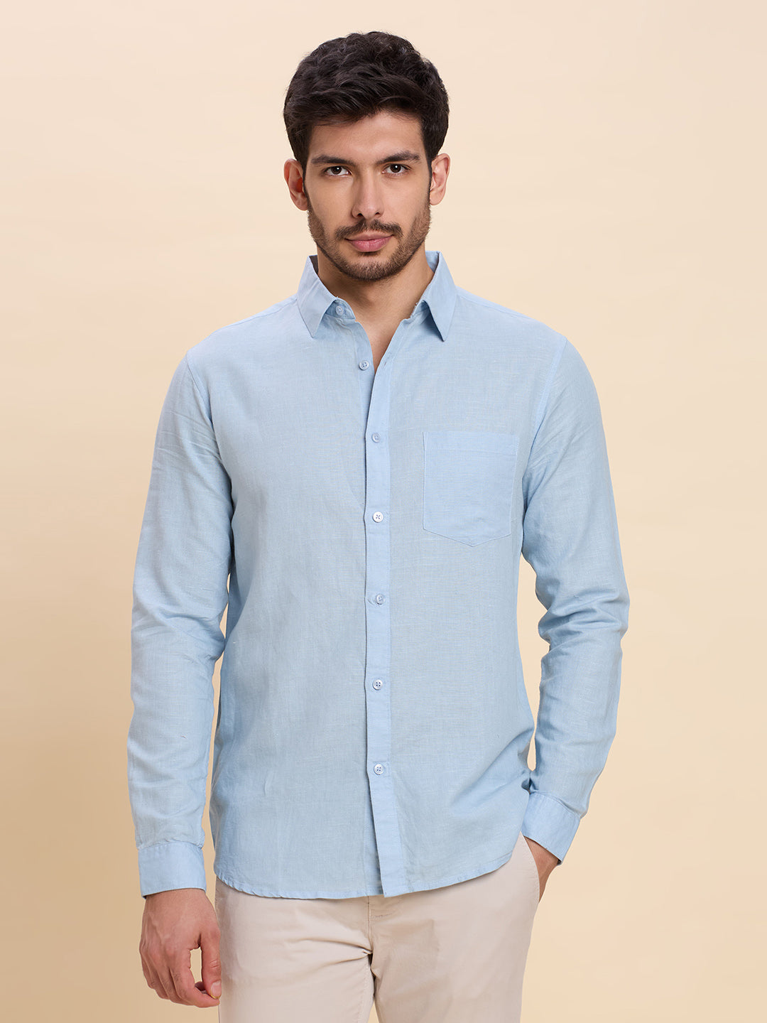 Light Blue Linen Shirt for Men | Breathable & Lightweight Summer Shirt