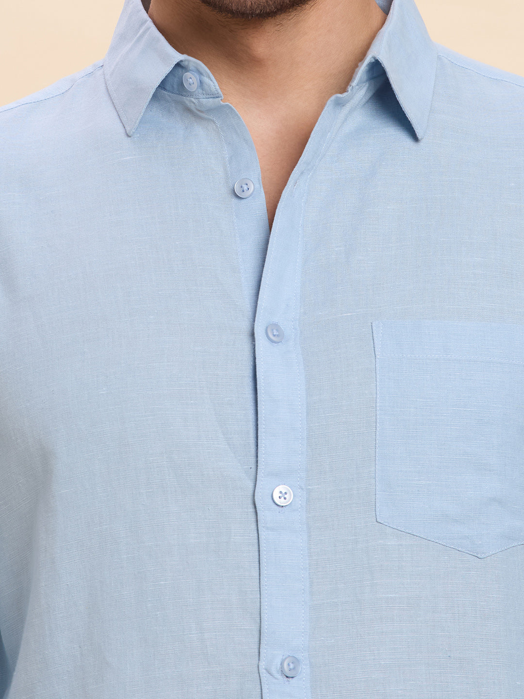 Light Blue Linen Shirt for Men | Breathable & Lightweight Summer Shirt