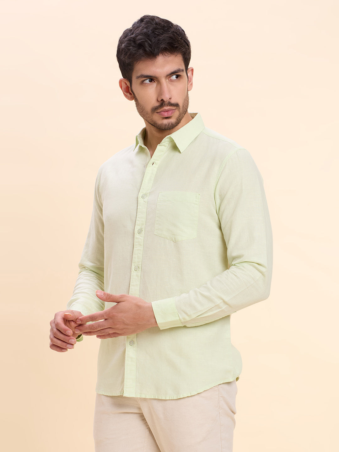 Light Green Linen Shirt for Men | Breathable & Lightweight Summer Wear