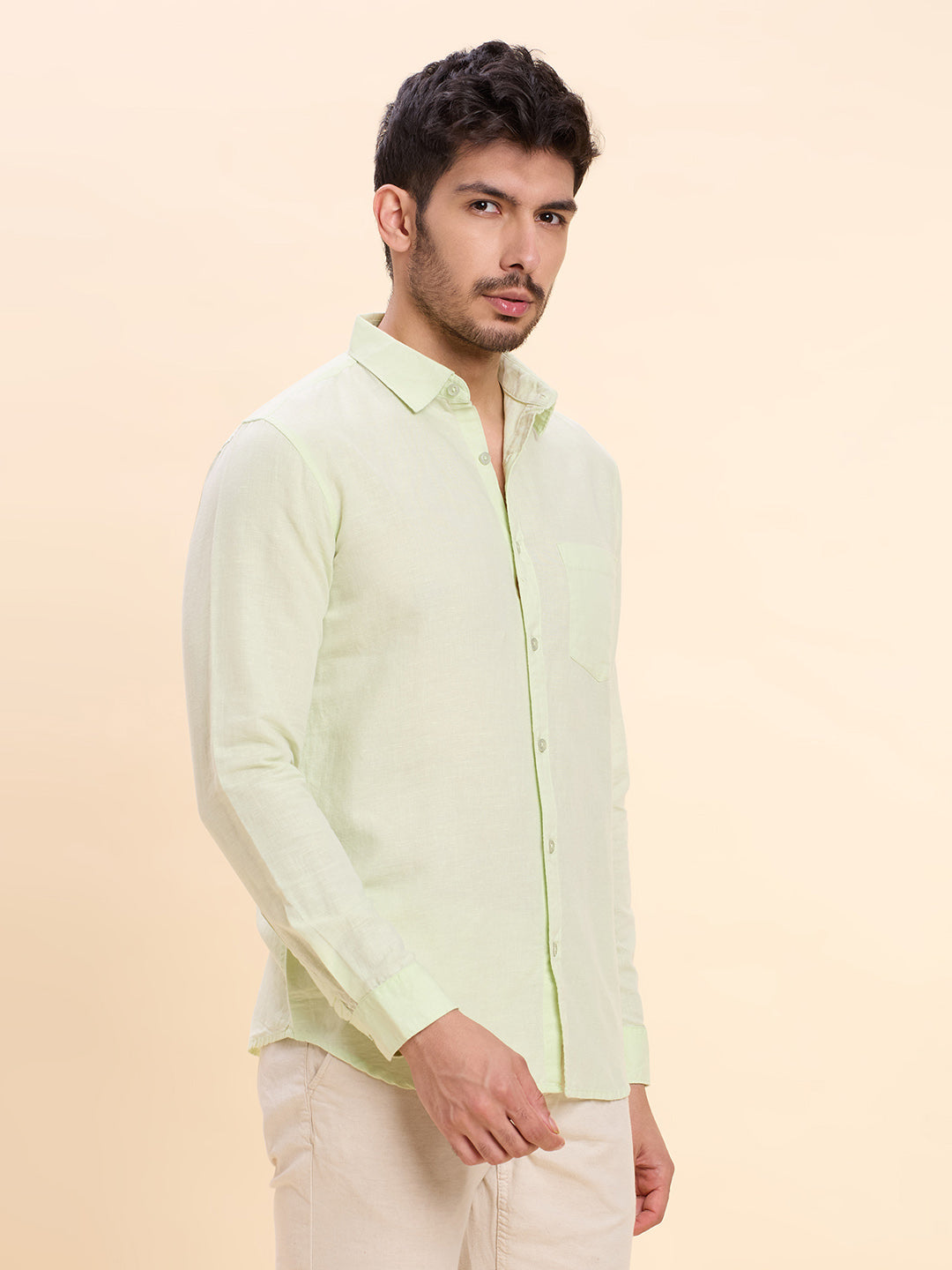 Light Green Linen Shirt for Men | Breathable & Lightweight Summer Wear