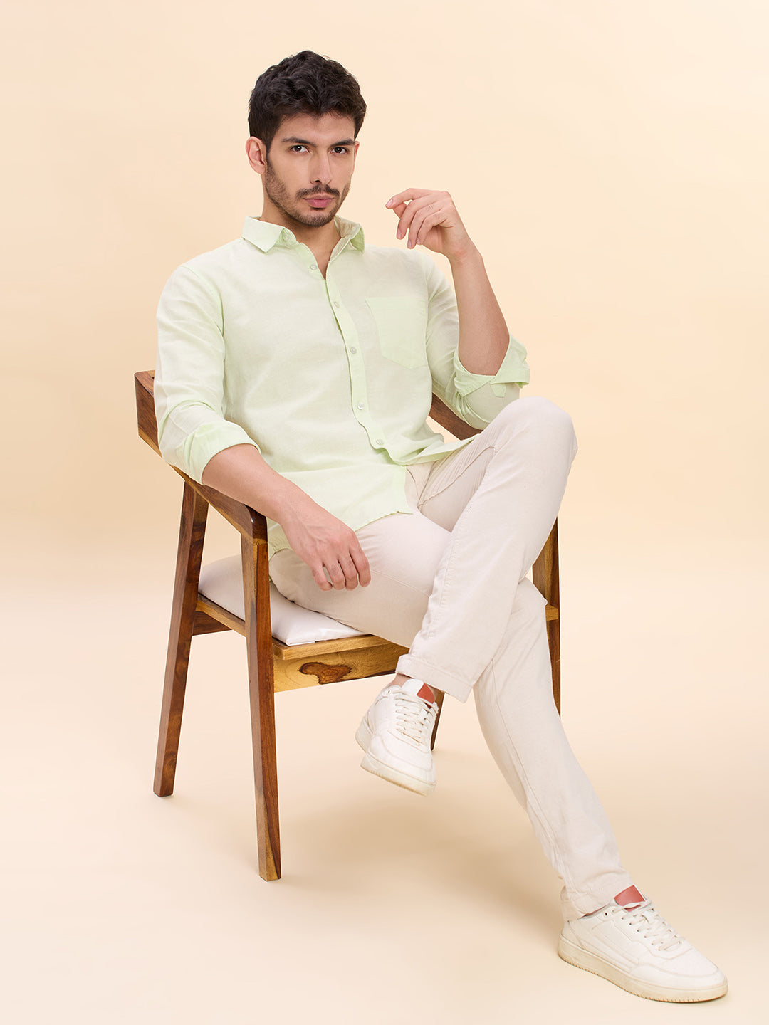 Light Green Linen Shirt for Men | Breathable & Lightweight Summer Wear