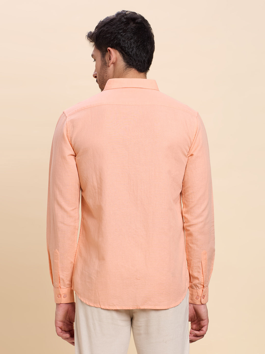 Light Orange Linen Shirt for Men