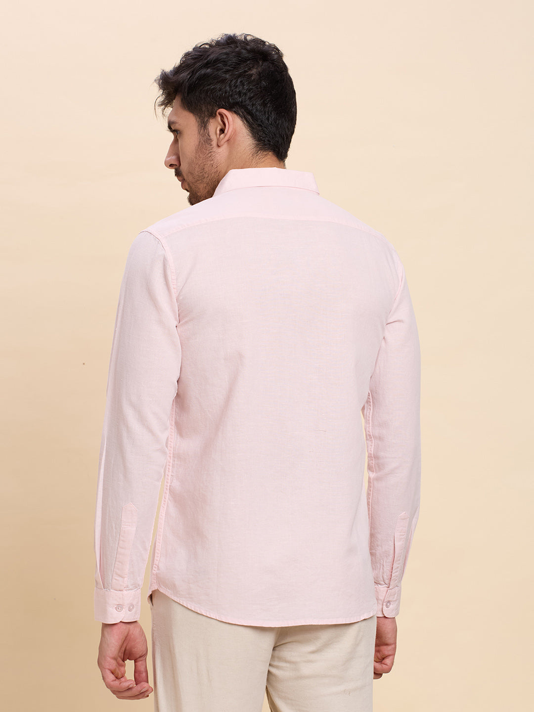 Light Pink Linen Shirt for Men | Breathable & Lightweight Summer Wear