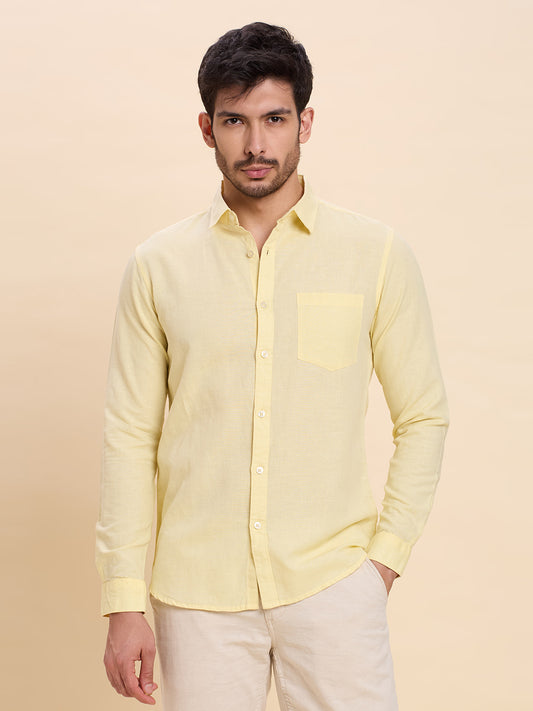 Light Yellow Linen Shirt for Men