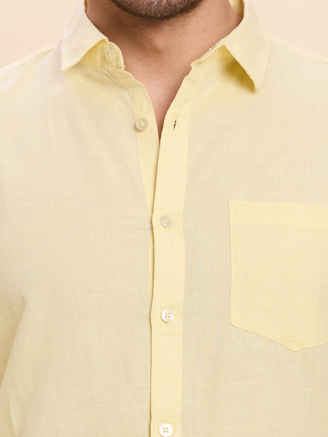 Light Yellow Linen Shirt for Men