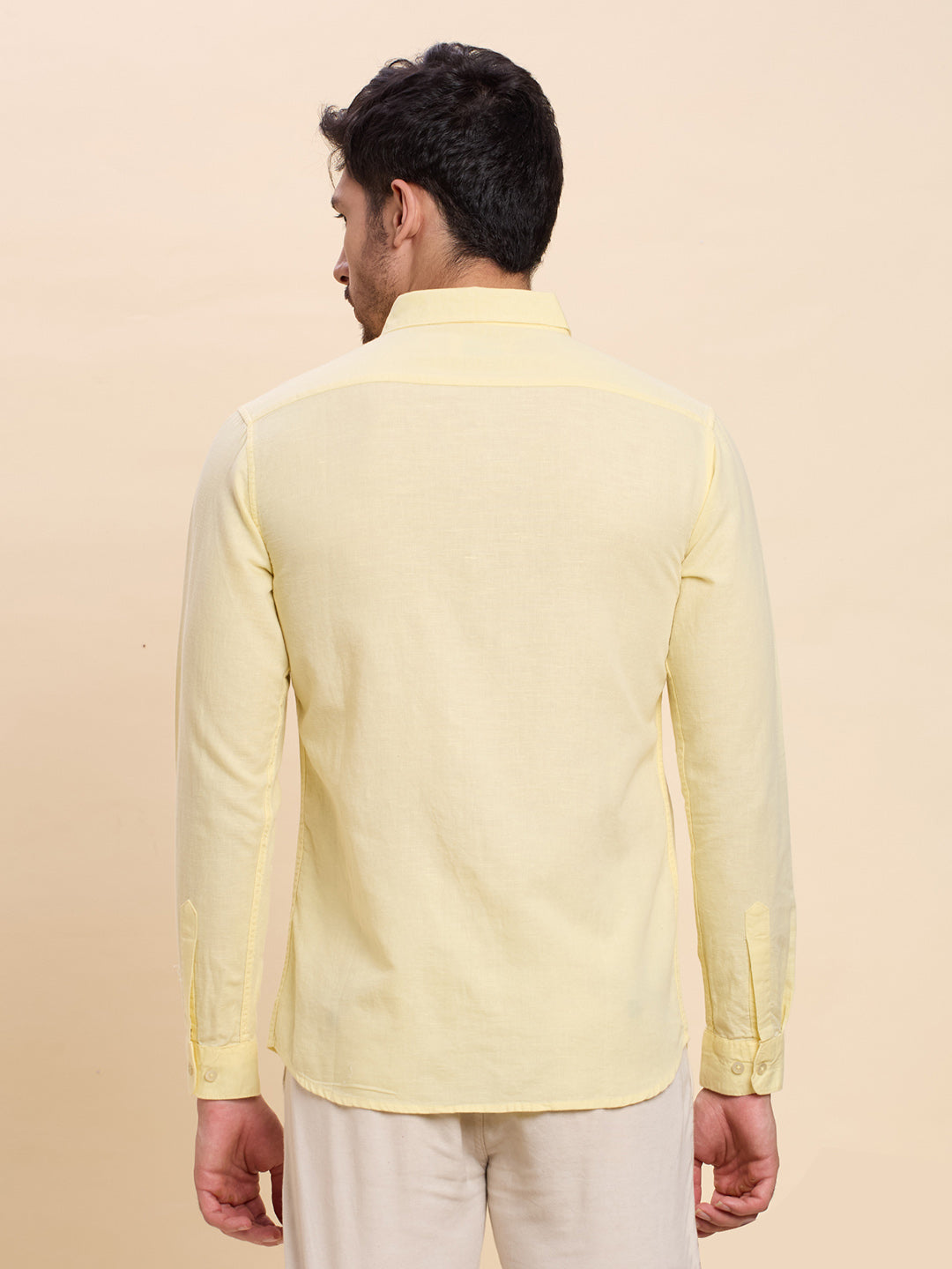 Light Yellow Linen Shirt for Men | Breathable & Lightweight Summer Wear