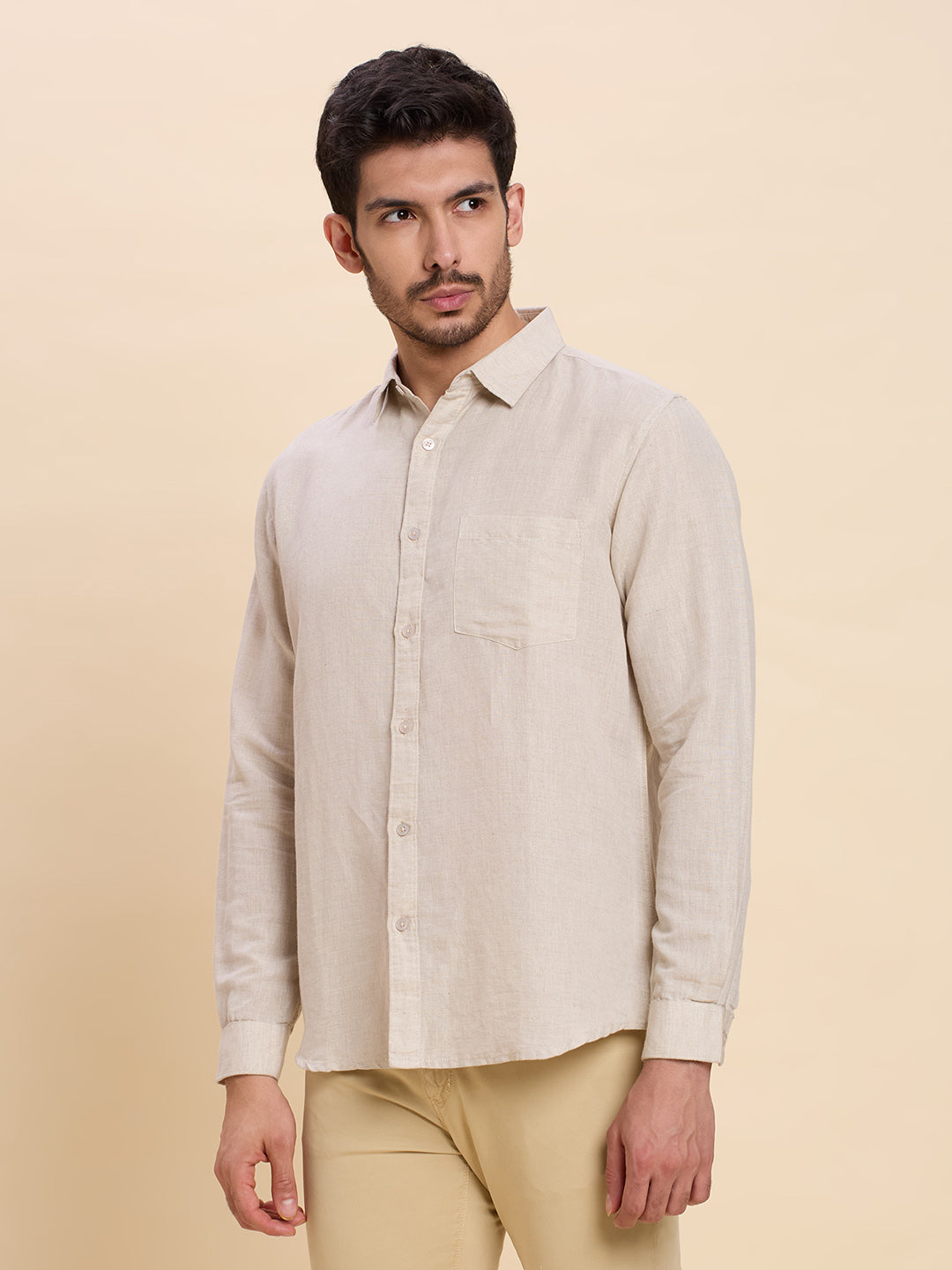 Light Beige Linen Shirt for Men