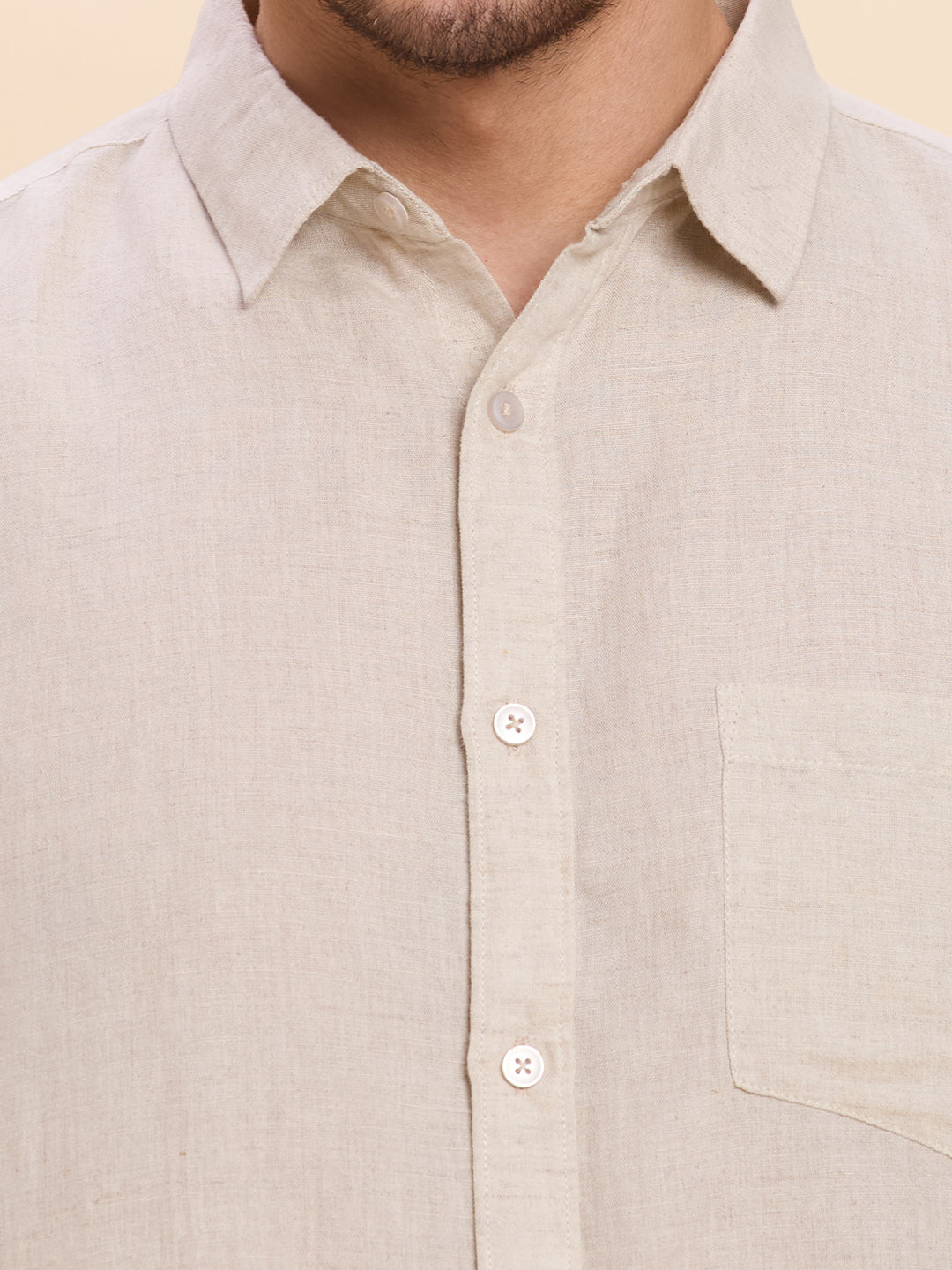 Light Beige Linen Shirt for Men | Breathable, Lightweight Summer Wear