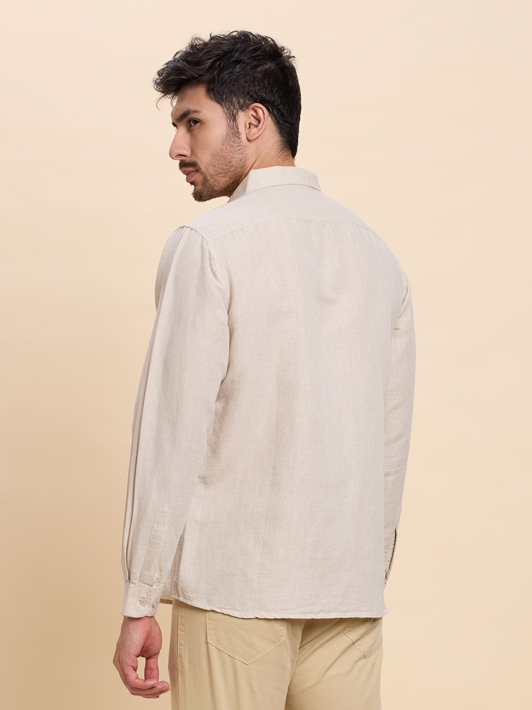 Light Beige Linen Shirt for Men | Breathable, Lightweight Summer Wear