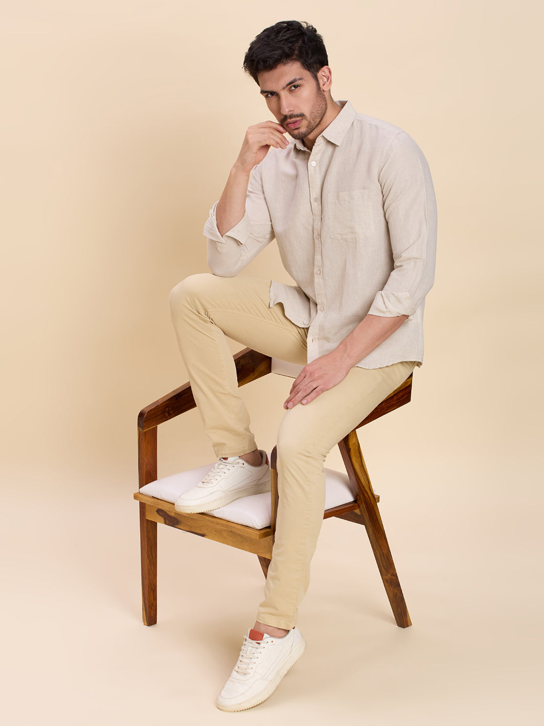 Light Beige Linen Shirt for Men