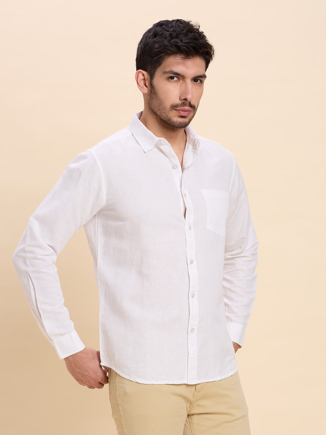 White Linen Shirt for Men | Breathable, Lightweight Summer Essential