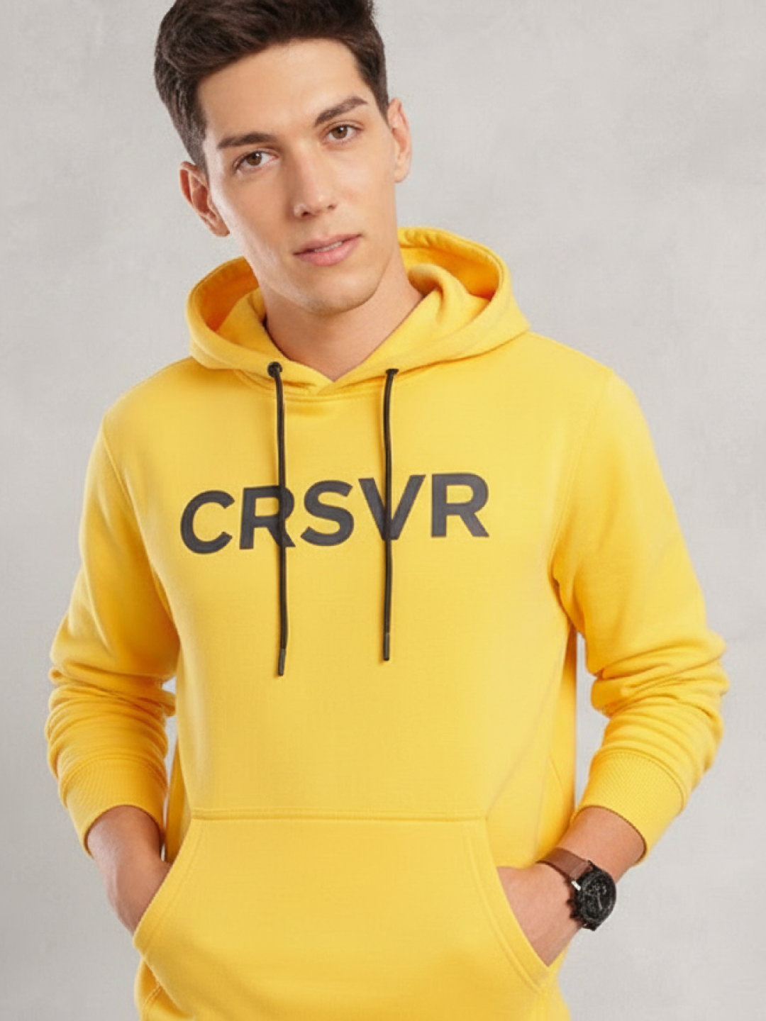 Yellow Hooded Sweatshirt for Men | All-Season Cotton Comfort