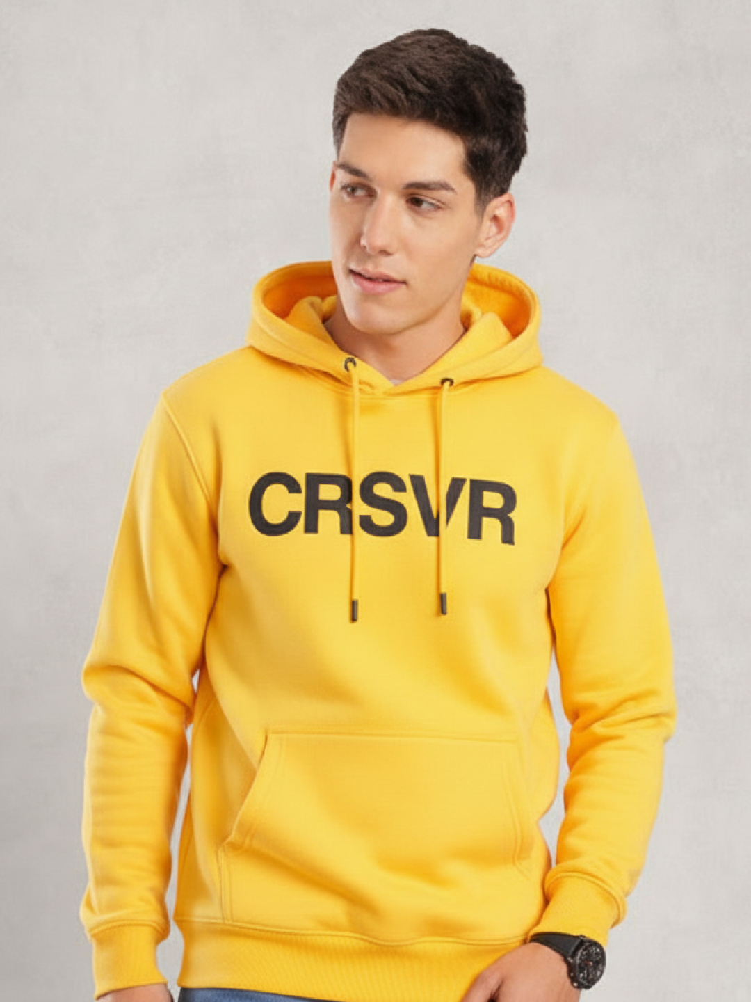Yellow Hooded Sweatshirt for Men | All-Season Cotton Comfort