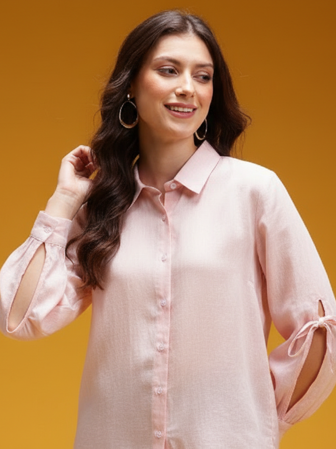 Light Pink Linen Shirt for Women | Breathable & Everyday Casual Wear