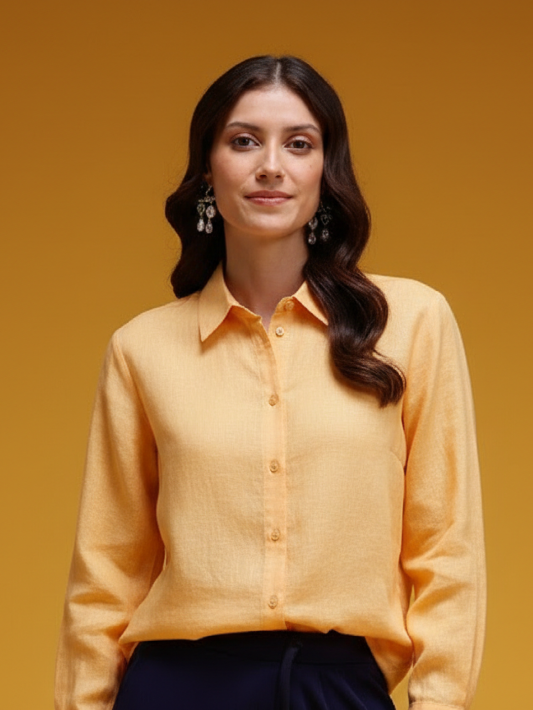 Light Orange Linen Shirt for Women | Stylish & Breathable Casual Wear