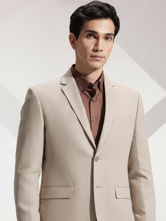 Beige Linen Blazer for Men | Breathable All-Occasion Blazer