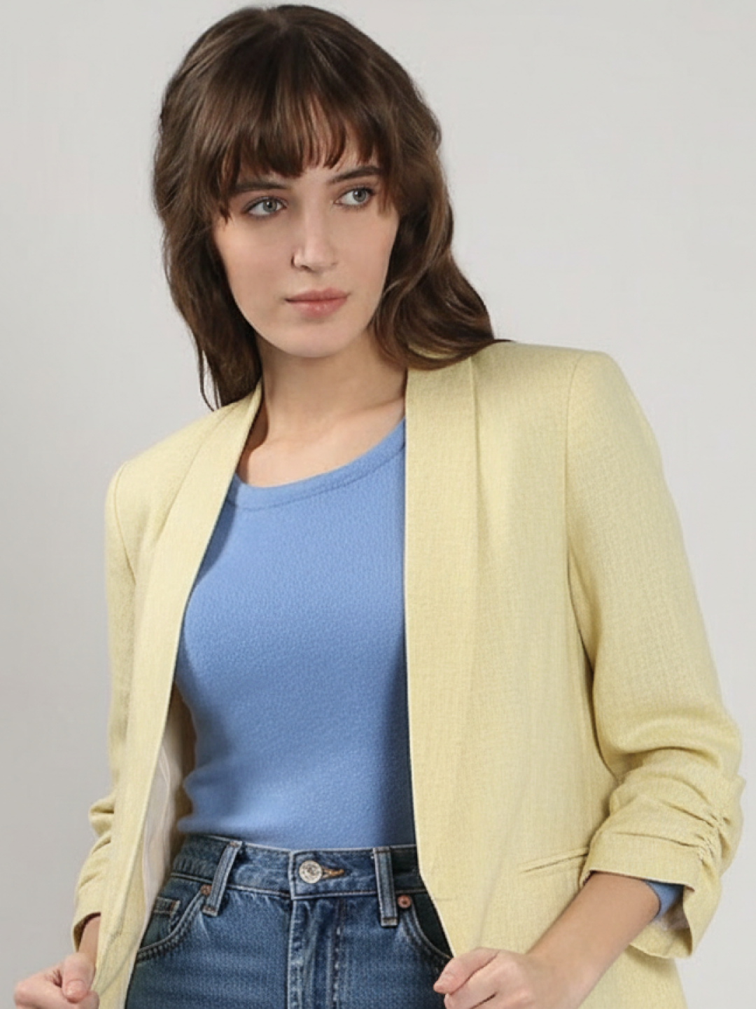 Light Yellow Linen Blazer for Women | Breathable All-Occasion Blazer
