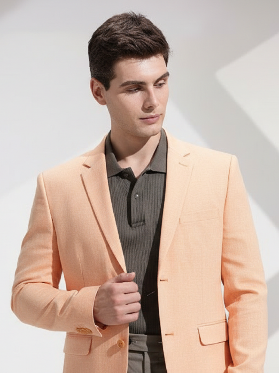Light Orange Linen Blazer for Men | Breathable All-Occasion Blazer