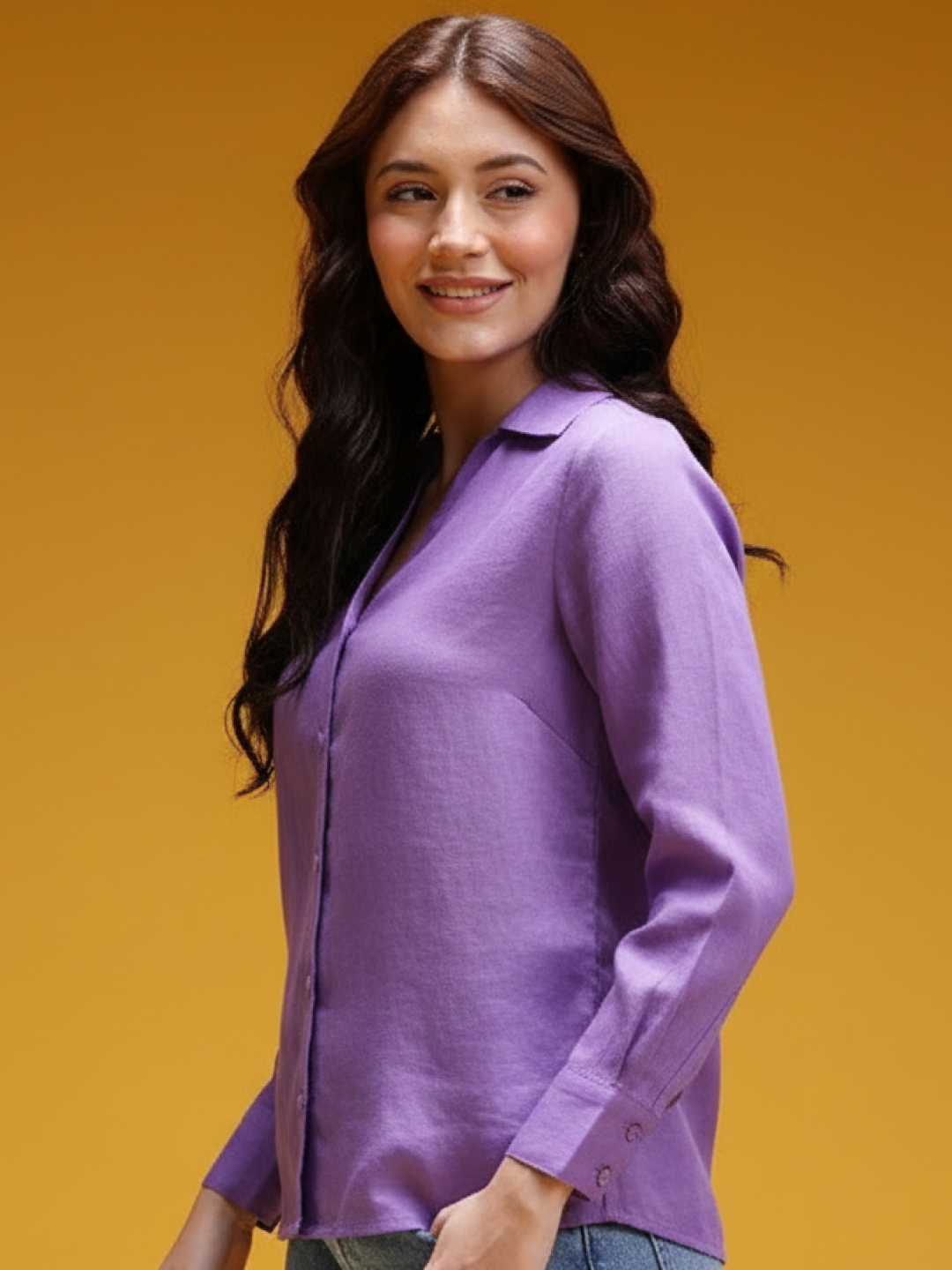Purple Linen Shirt for Women | Stylish & Breathable Casual Wear