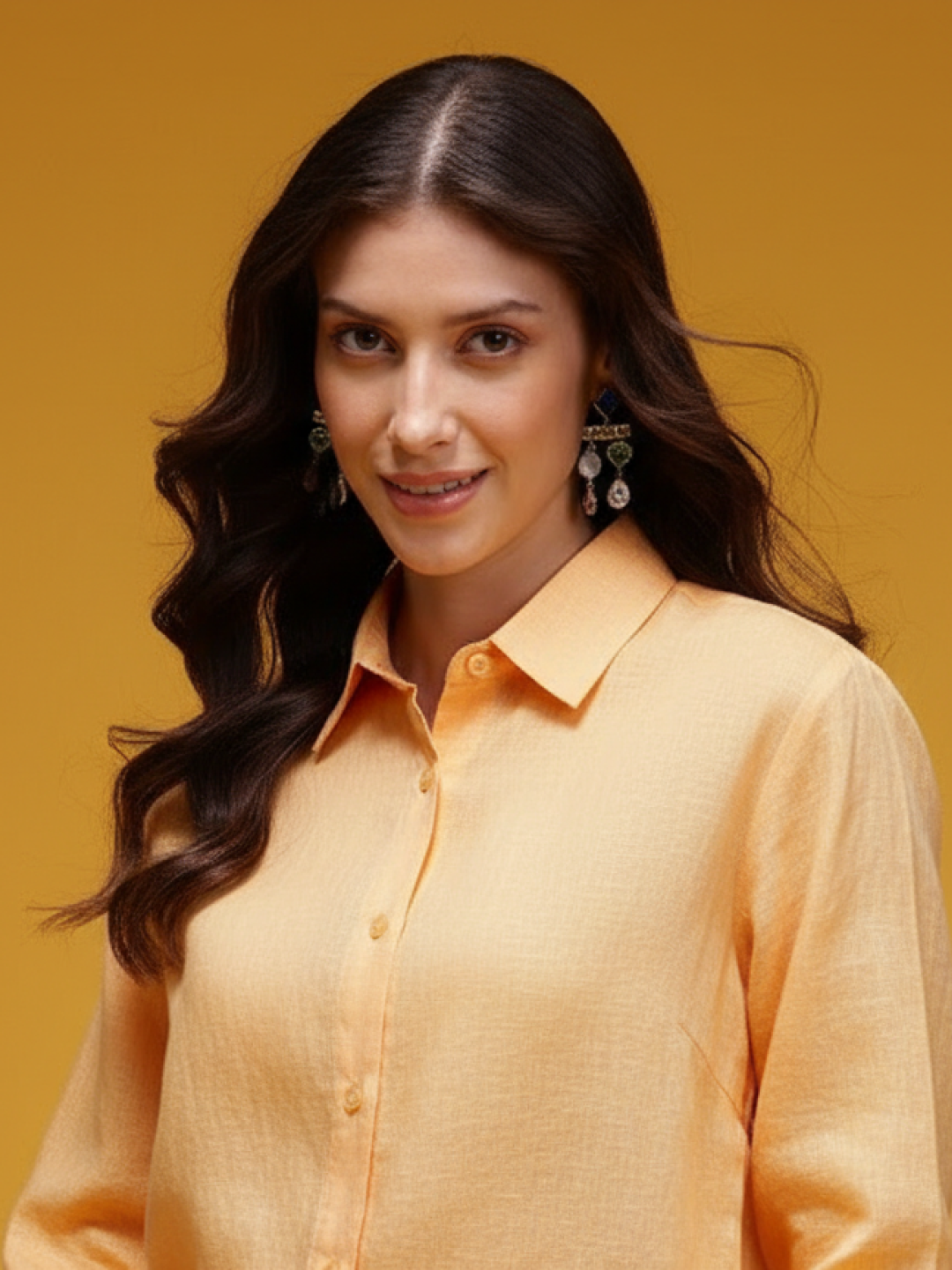 Light Orange Linen Shirt for Women | Stylish & Breathable Casual Wear