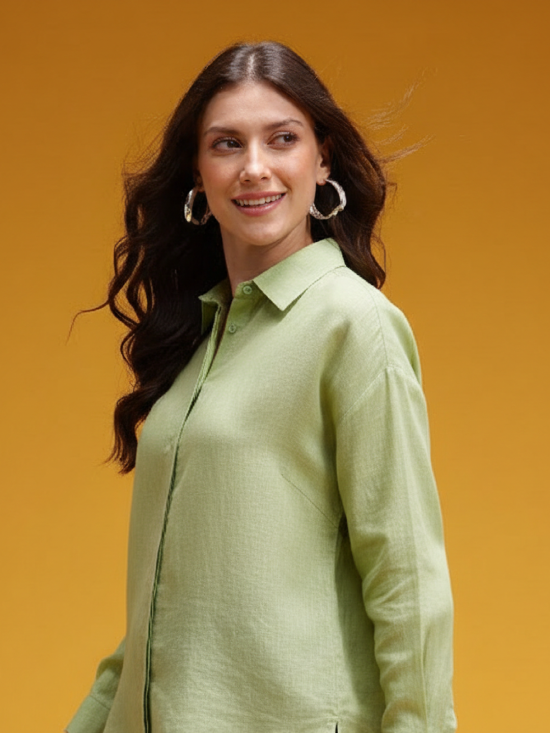 Light Green Linen Shirt for Women | Breathable & Lightweight Everyday Wear