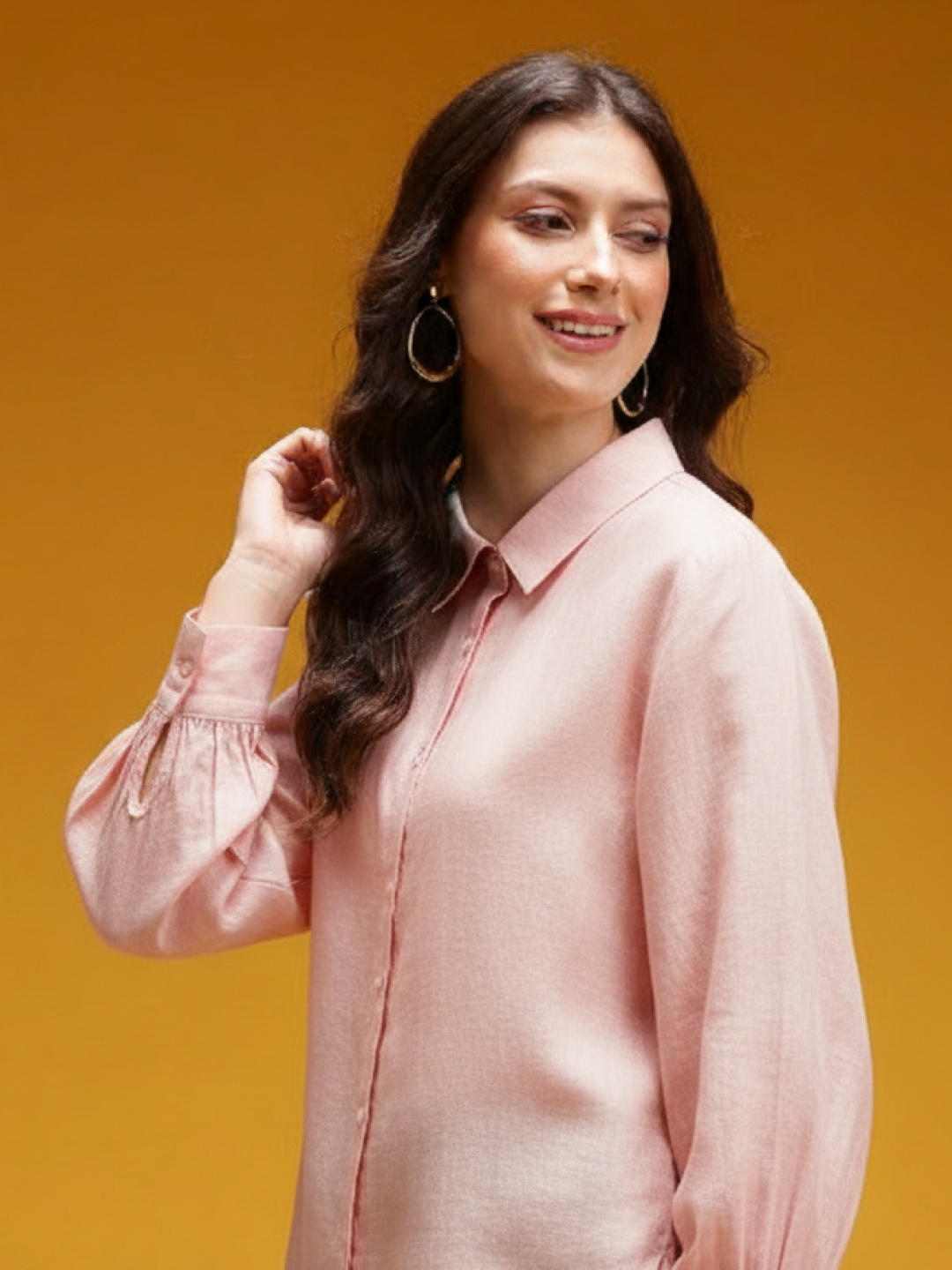 Light Pink Linen Shirt for Women | Breathable & Everyday Casual Wear