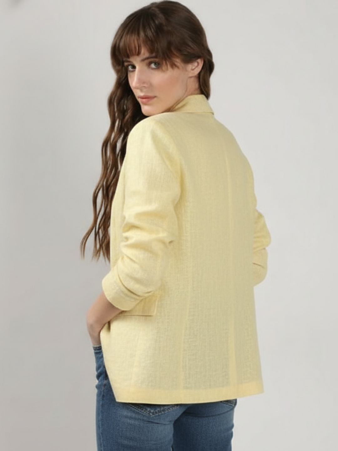 Light Yellow Linen Blazer for Women | Breathable All-Occasion Blazer