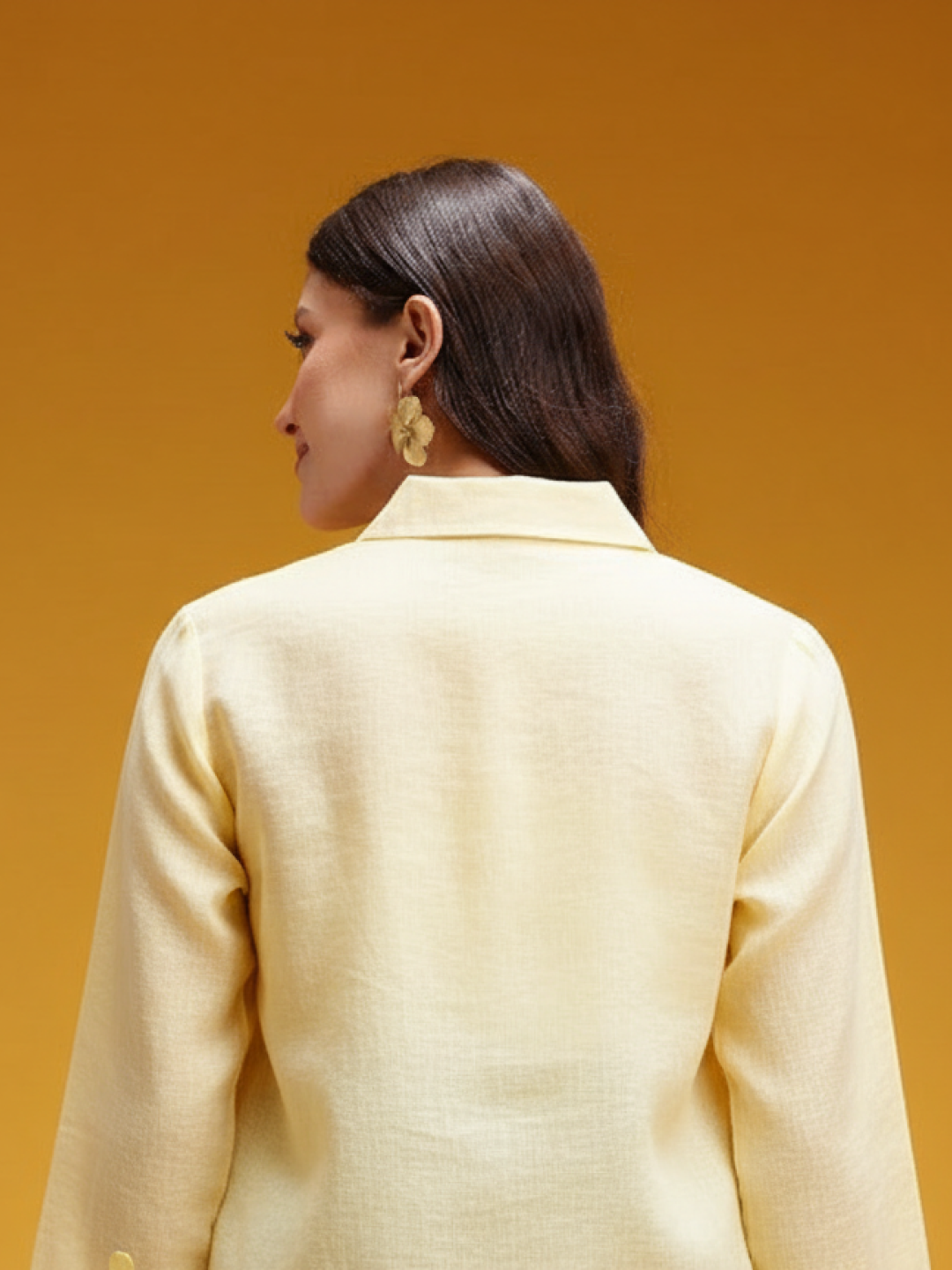 Yellow Linen Casual Shirt for Women | Breathable Everyday Wear