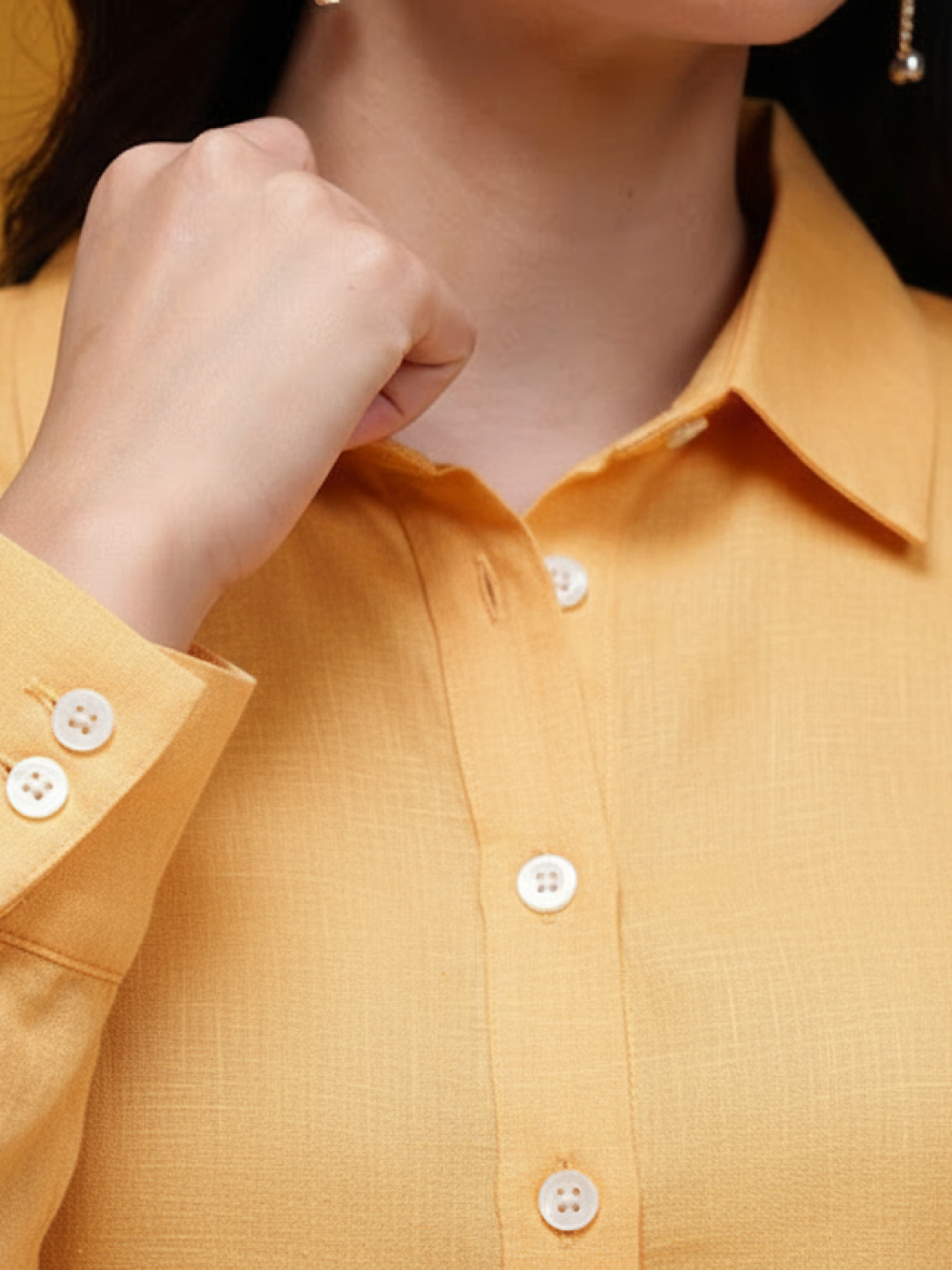 Light Orange Linen Shirt for Women | Stylish & Breathable Casual Wear