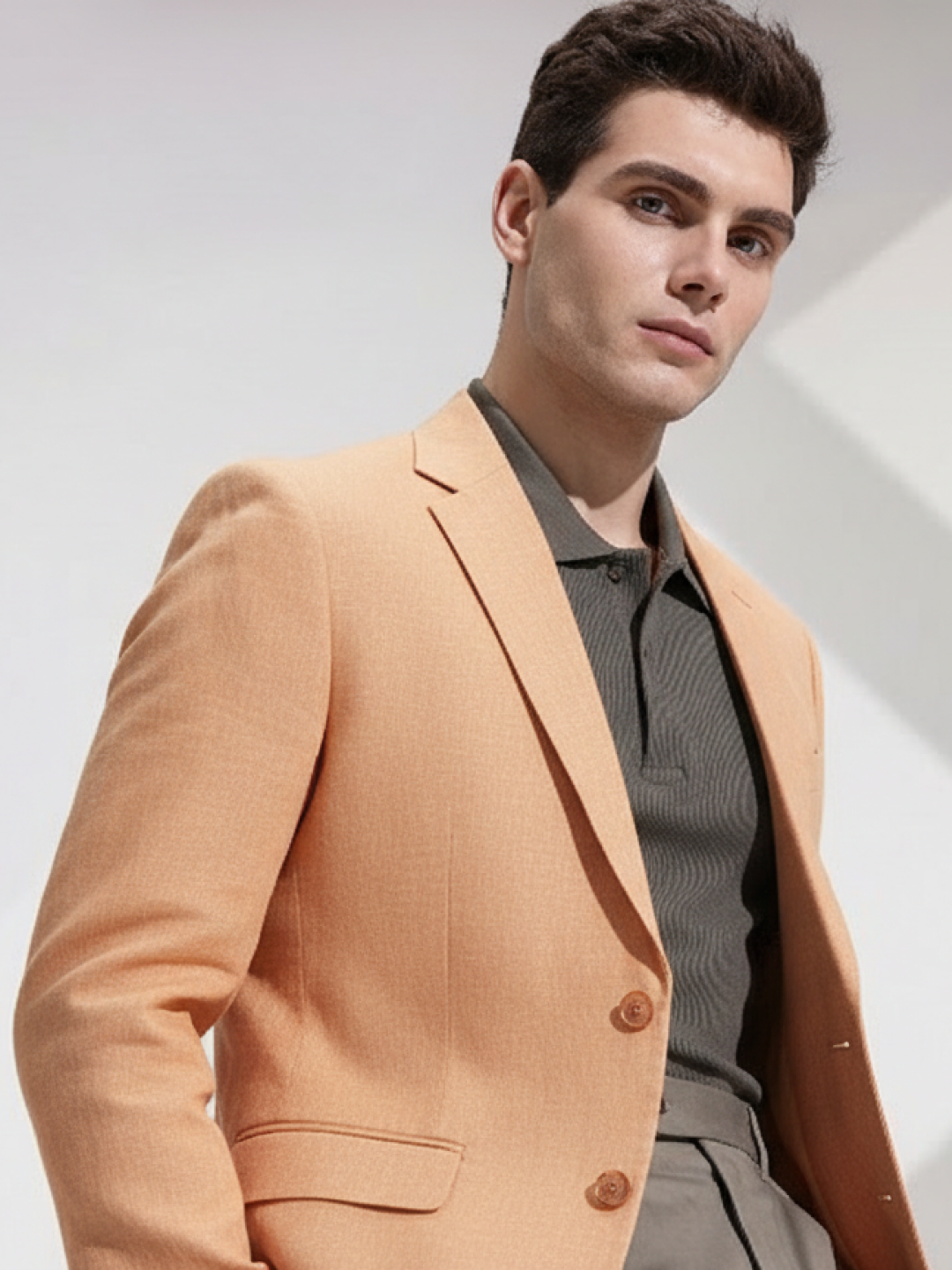 Light Orange Linen Blazer for Men | Breathable All-Occasion Blazer