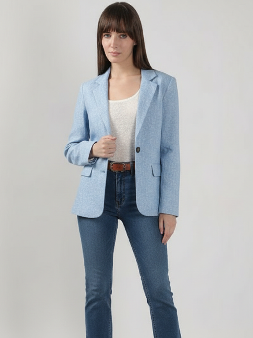 Light Blue Linen Blazer for Women | Breathable All-Occasion Blazer