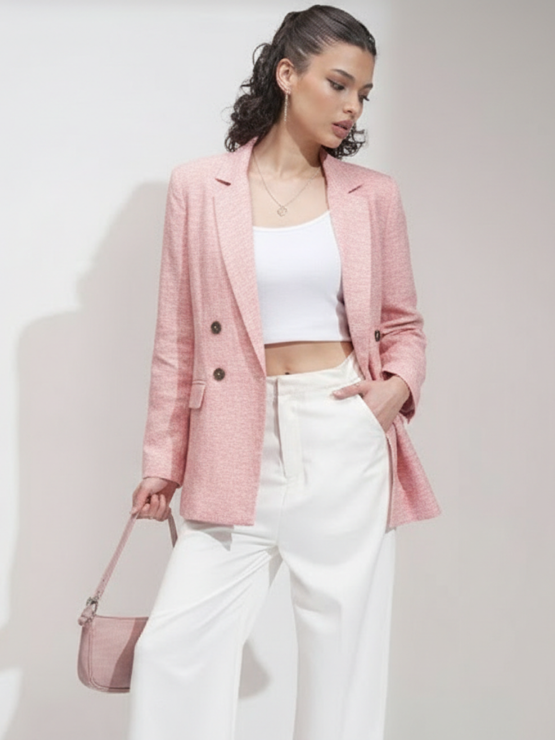 Light Pink Linen Blazer for Women | Breathable All-Occasion Blazer
