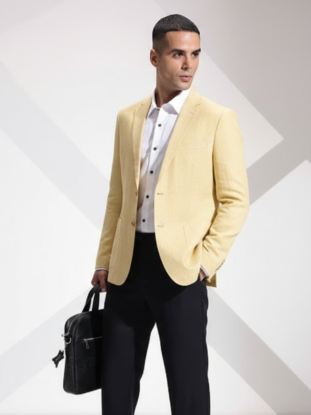 Light Yellow Linen Blazer for Men | Breathable All-Occasion Blazer