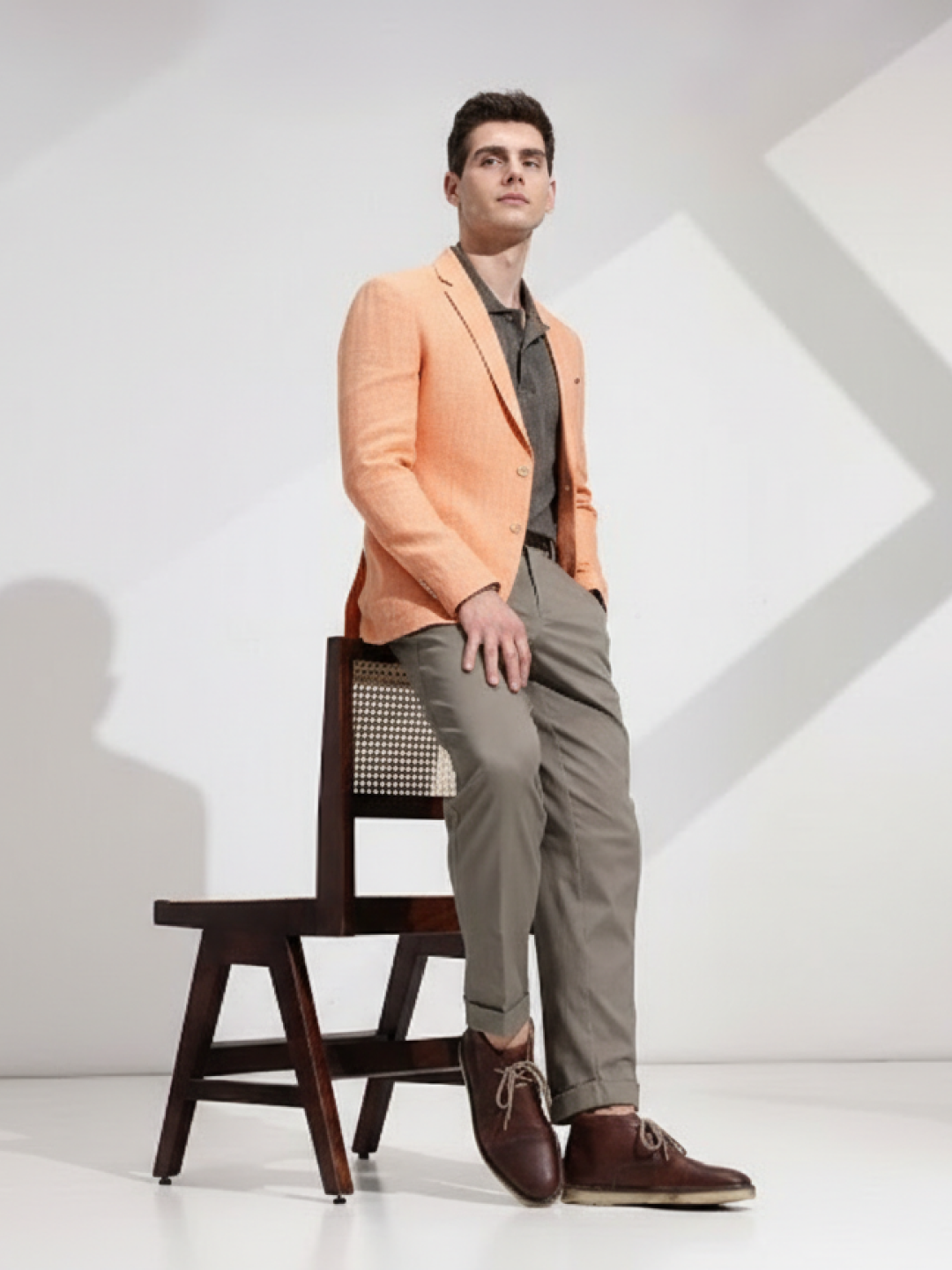 Light Orange Linen Blazer for Men | Breathable All-Occasion Blazer