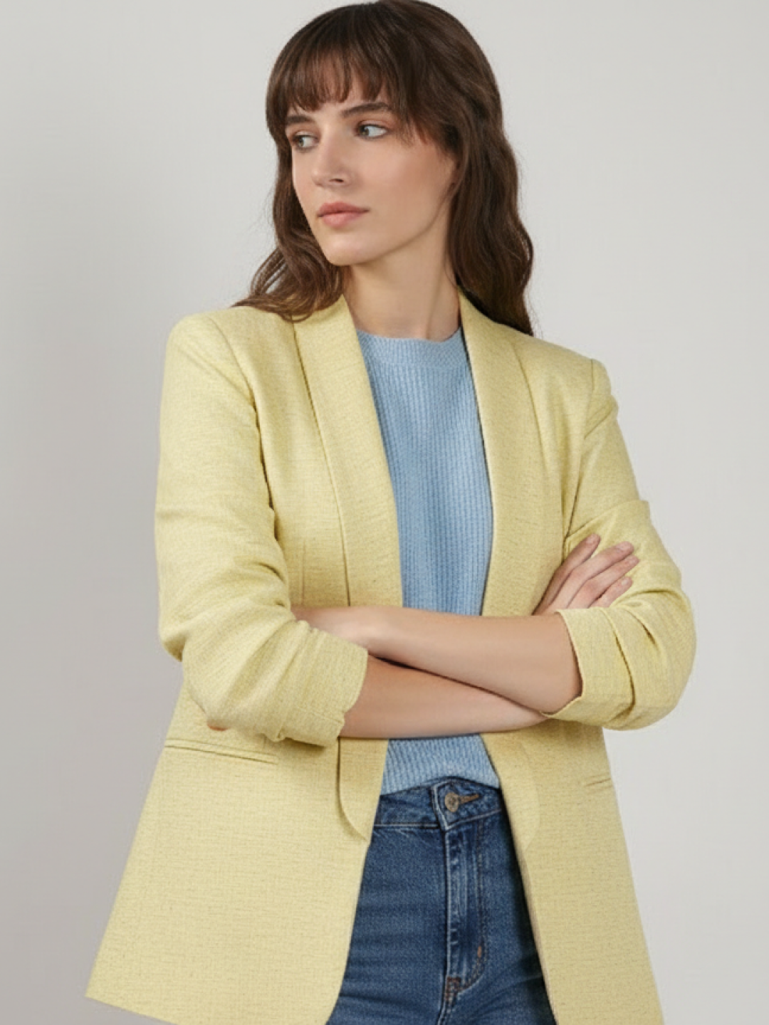 Light Yellow Linen Blazer for Women | Breathable All-Occasion Blazer
