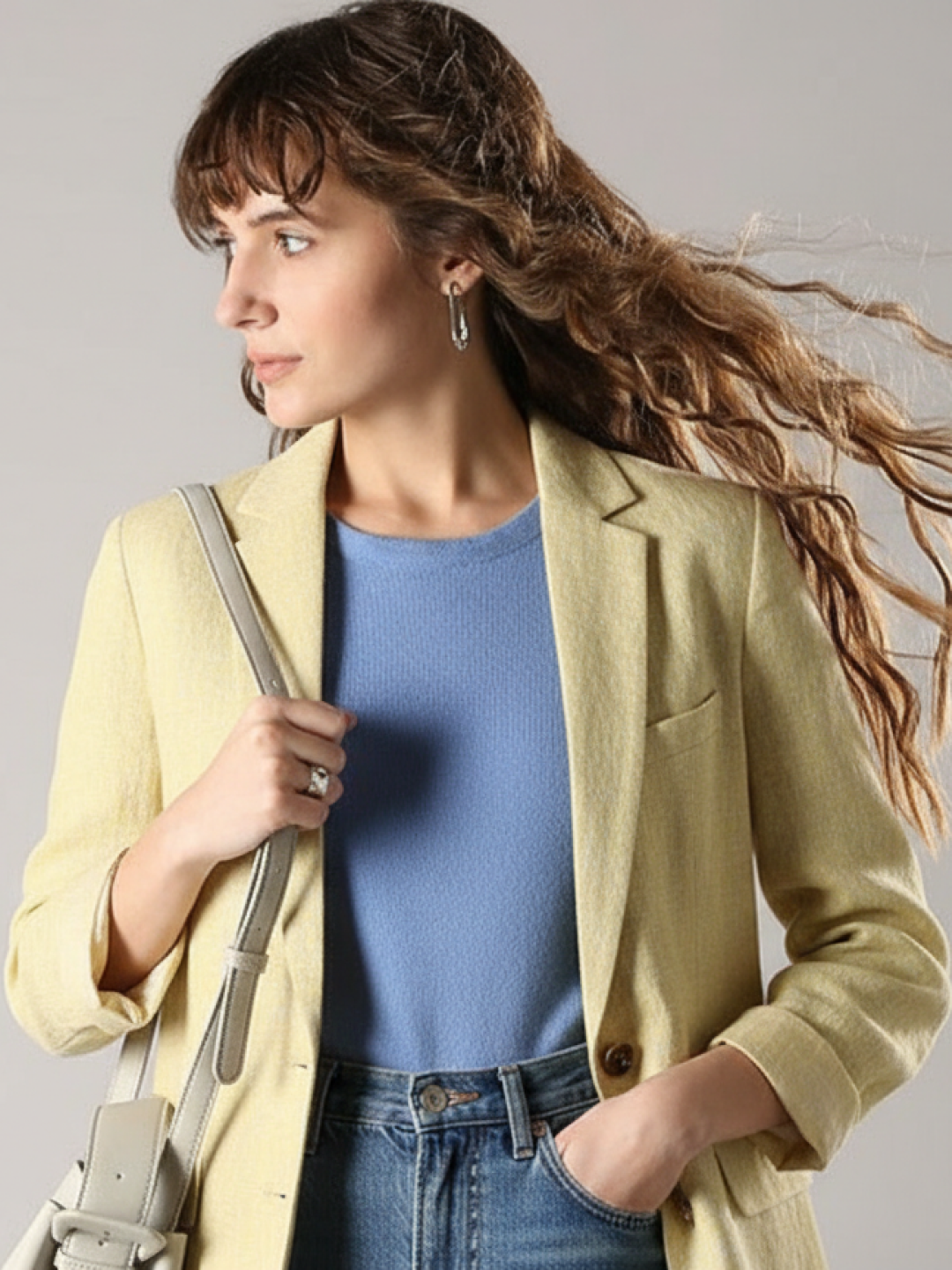 Light Yellow Linen Blazer for Women | Breathable All-Occasion Blazer